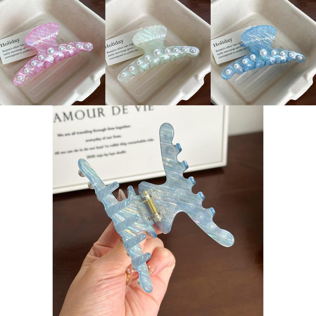 Elegant And Trendy Pearl Accent Acetate Claw Clip For Stylish Women's Hair Accessories