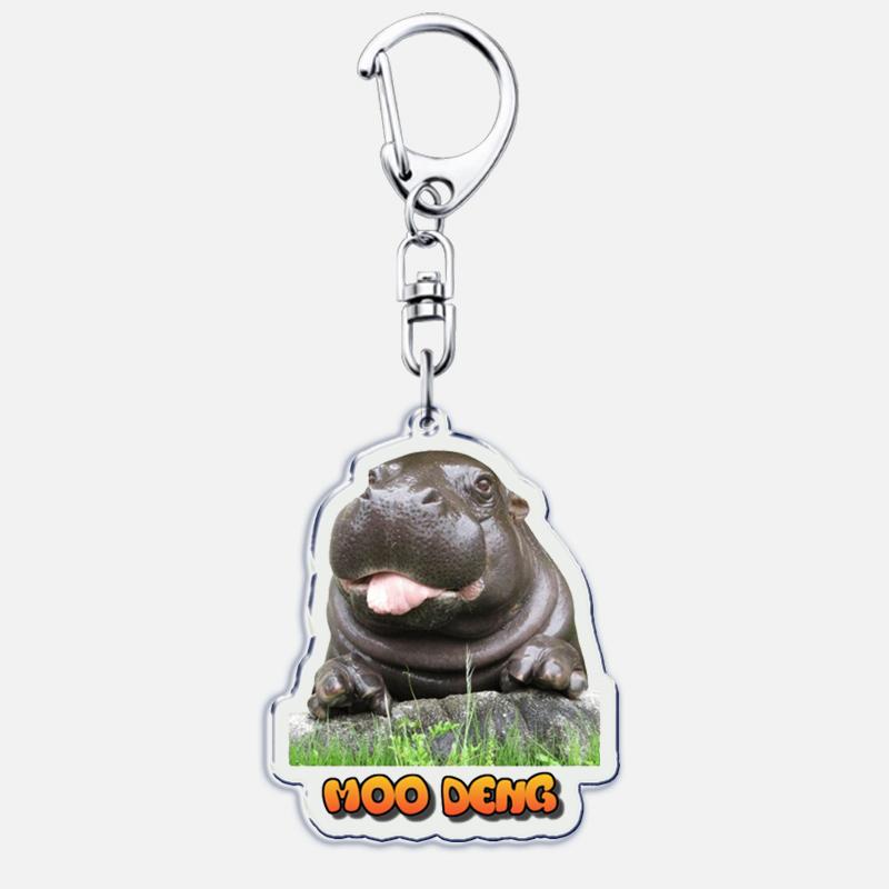 Funny Baby Hippo Cute Keychains Keyring for Accessories Bag Moo Deng Meme Pendant Keyring Jewelry Fans Gifts
