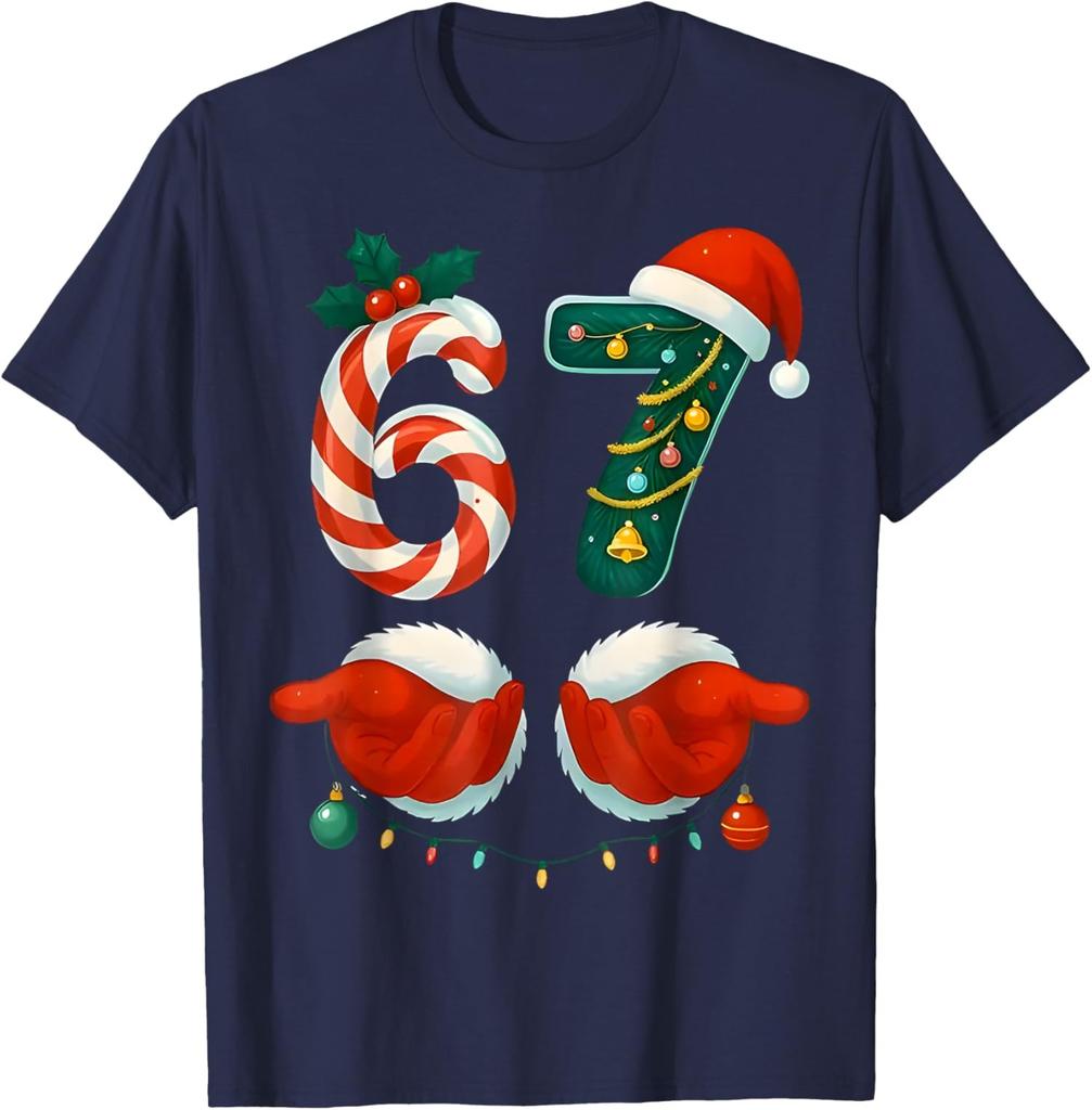 67 Meme Six Seven Christmas Design - Xmas Santa Hands Unisex T-Shirt