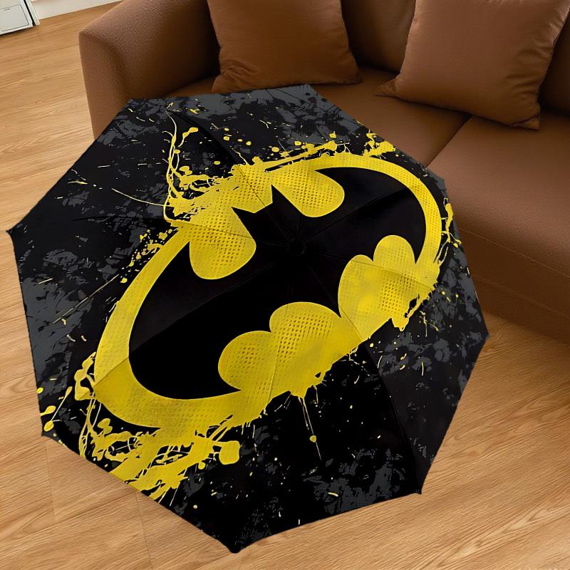 1PC Warner Batman Logo Automatic Open/Close Umbrella with Windproof, 76-Rib Sturdy Canopy, Durable Ribs1293A