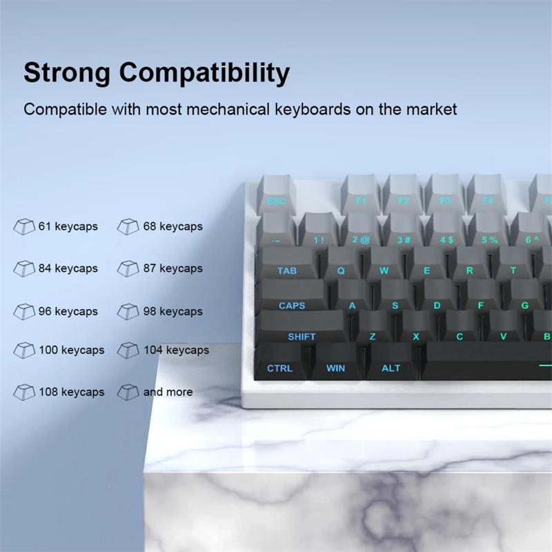 Keycap Set Side Engraved Gradient Color 134 Keys Pbt Double Sided Printed Shiny Backlit Keycaps For Mechanical Keyboards