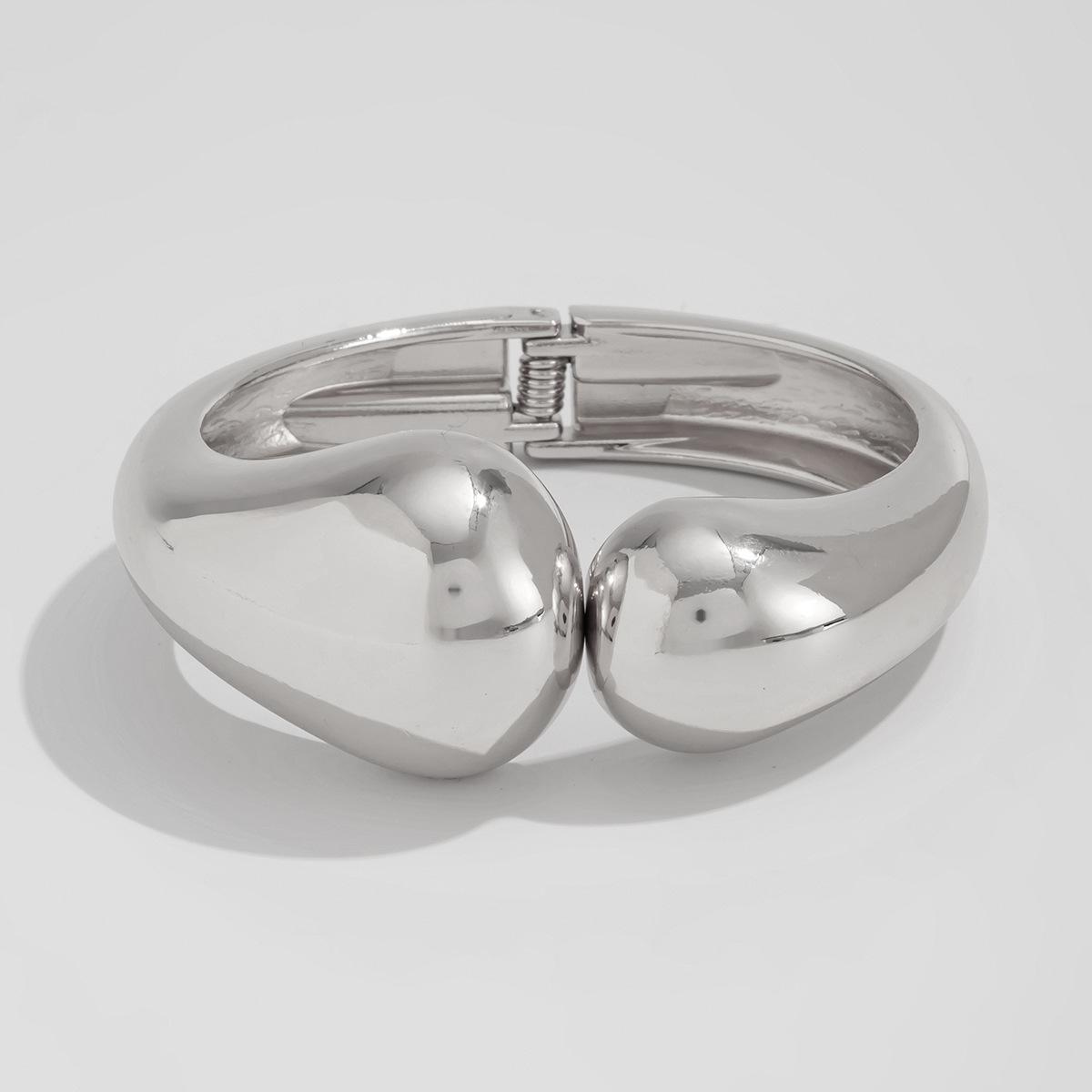 Браслет-пружина  Объятие капли воды  Ветер Металл Вода, Модный Геометрический Неправильный Гладкий Открытый Браслет