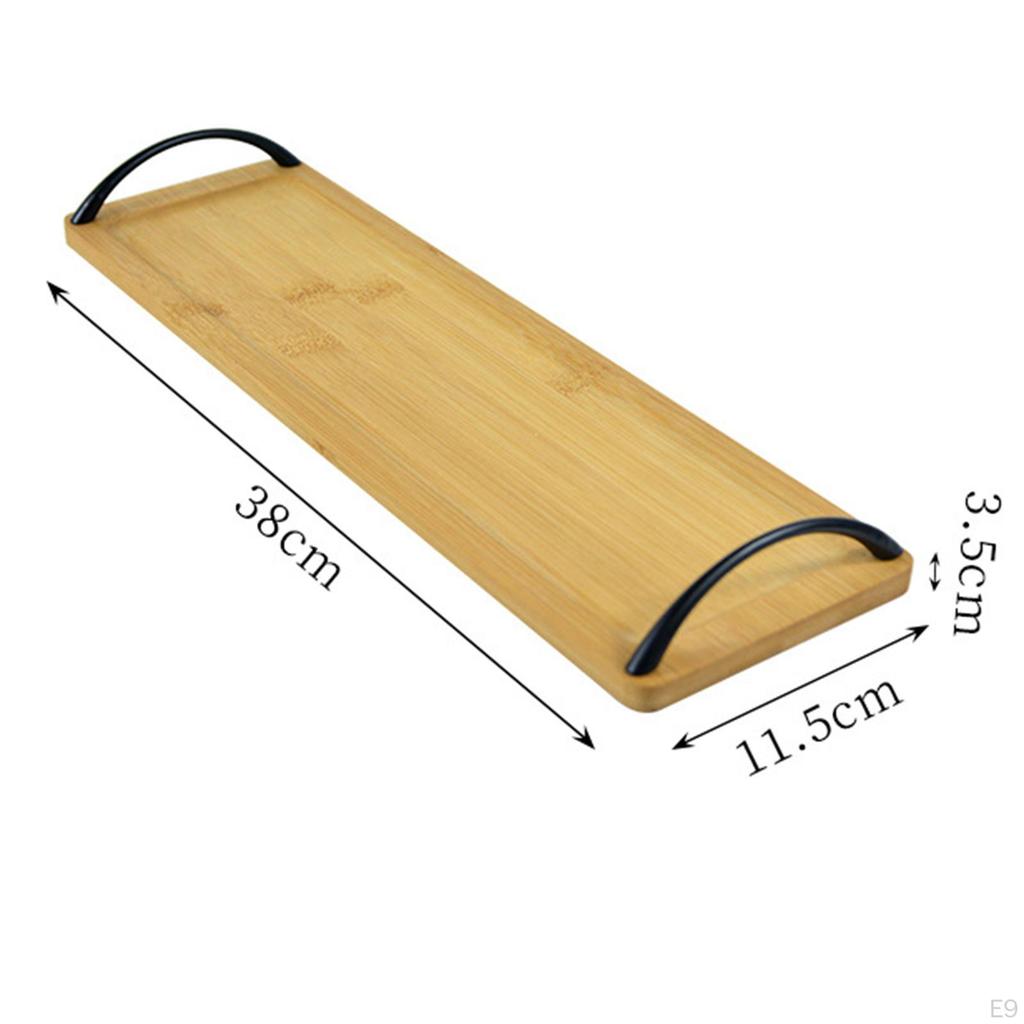 Bamboo Serving Tray with Handles Dinnerware Food Server Dessert Dinner Tea Bread Fiest