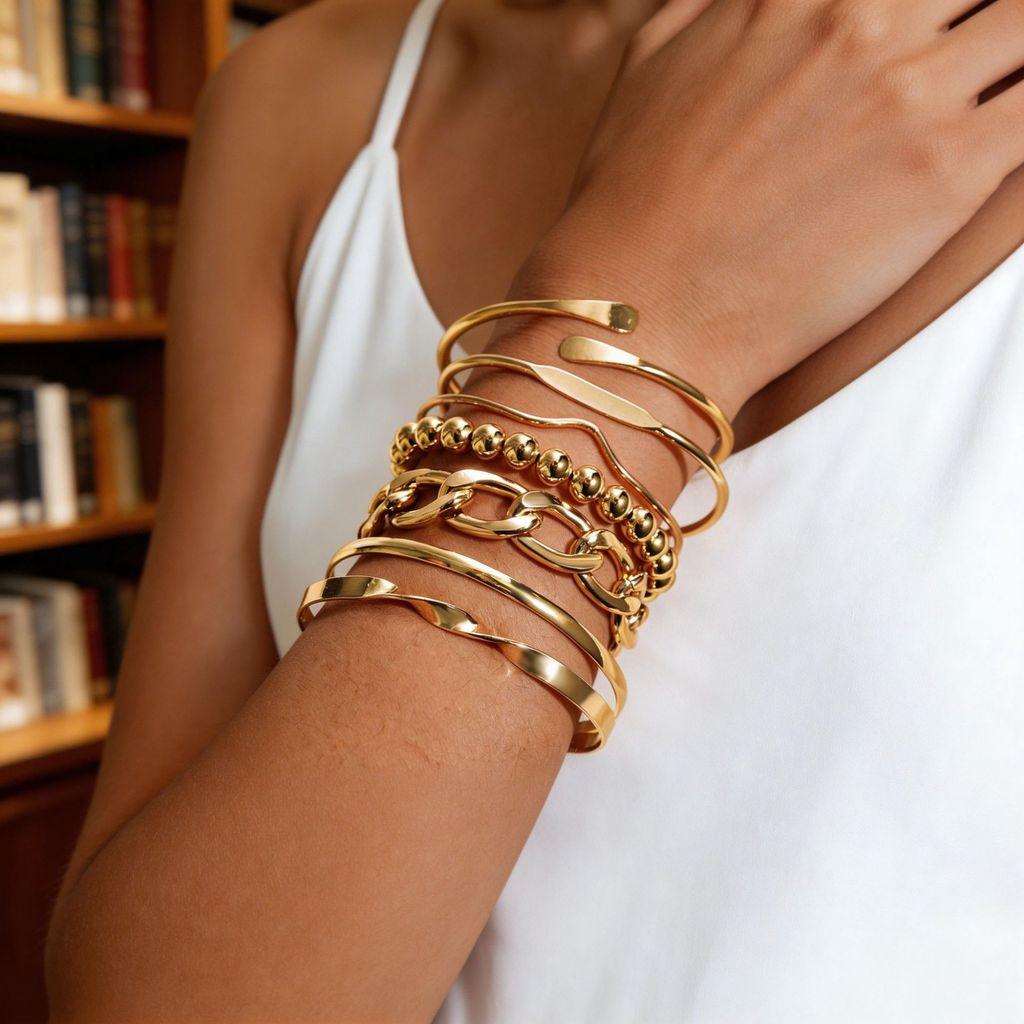 Geometric Alloy Chain Bracelets Set For Women With Electroplated Finish Perfect For Travel Gift
