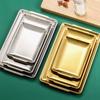 Gold Rectangular 304 Stainless Steel Plate - Thick Tray for Crafts, BBQ, Western Food, and Snacks