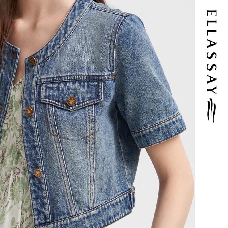 ELLASSAY Women's Short Sleeve Denim Jacket