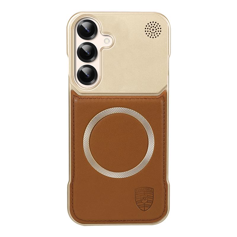 KEYSION Luxury Magnetic PU Leather Aromatherapy Phone Case for Samsung Galaxy S24 S25 Ultra Wireless Charging Borderless Cover