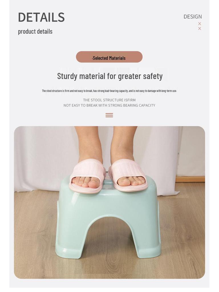 Non-Slip Thickened Plastic Footstool for Bathroom and Living Room