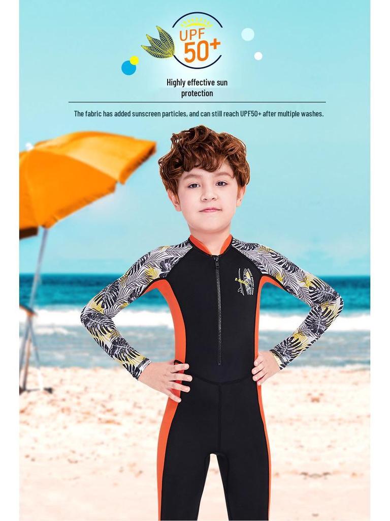 Popular Boys' Long-Sleeve Quick-Dry Sun Protection Swimsuit for Snorkeling
