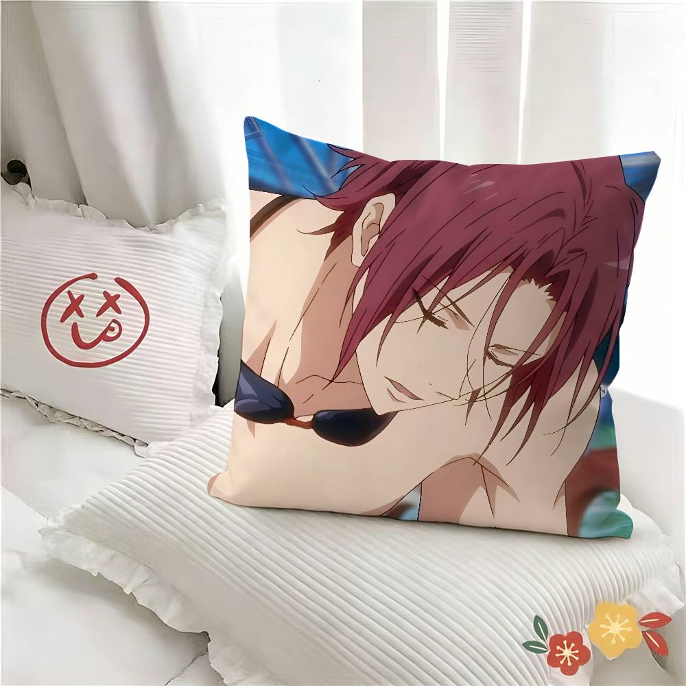 pc Cartoon Rin Matsuoka Pillow Case Fashion Square Pillowcase Bedroom Sofa Room Ins Decoration Leisure
