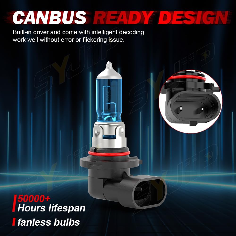 Upgraded Halogen Headlight Bulbs For Honda CR-V CRV 2015 2016 2017 2018     , 9005 H11 High Low Beam Halogen Lights, 6000K White, 300% Brightness,