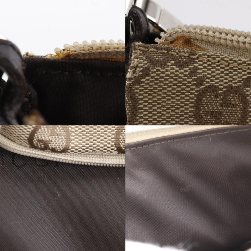 GUCCI Bamboo Shoulder Bag 001.387 Handbag Brown GG canvas Women Used