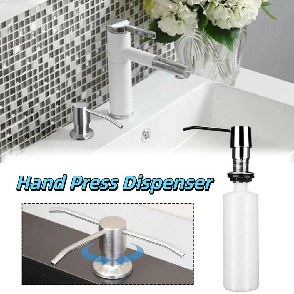 Brushed Nickel Built-in Soap Dispenser Hand Press Head Hand Press Dispenser Kitchen Use