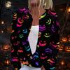 Women's Long Sleeve Cardigan with Halloween Print Button Front for Party Outwear