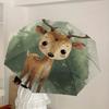 1pc Forest Deer Illustration Umbrella with Plastic Handle,Suitable for All Seasons Home Travel Outdoor UmbrellaDD463