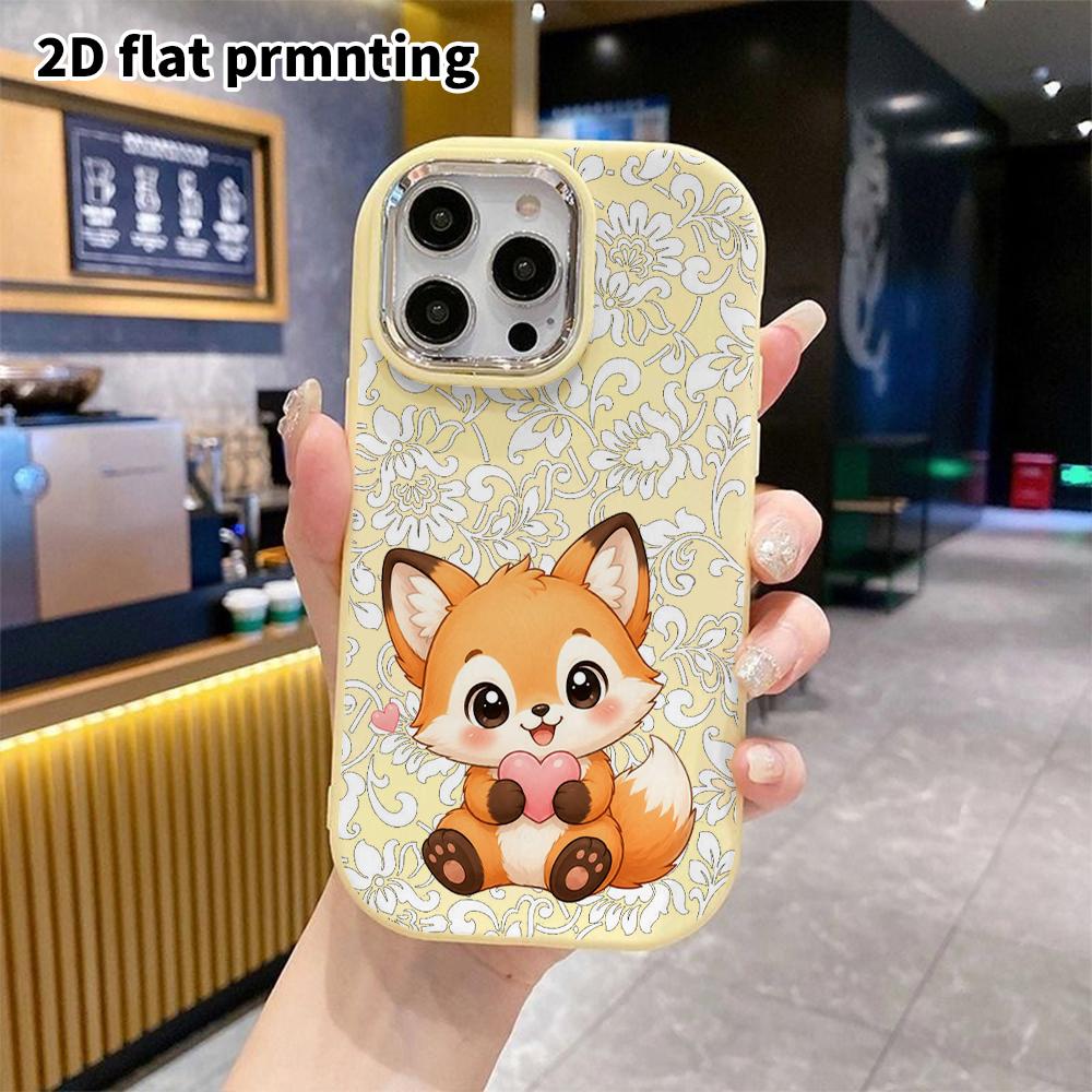 Phone Case: 2D Flat Design Suitable for iPhone 18 17 16 15 14 13 Pro Protective Case, Couple Style, Cute Little Heart Fox, Christmas and Halloween Gif