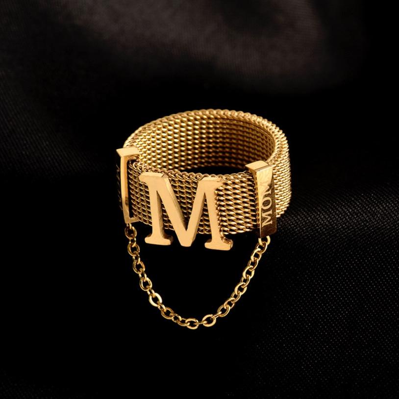 Mayúsculas A-z Primera Letra Anillo De Acero Inoxidable Punk Mayúsculas A-z Primera Letra Anillo De Acero Inoxidable Punk