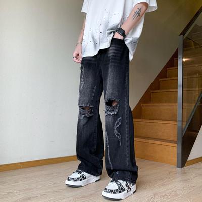 Men's Retro Washed Ripped Jeans: Summer Vibe Loose Straight Pants