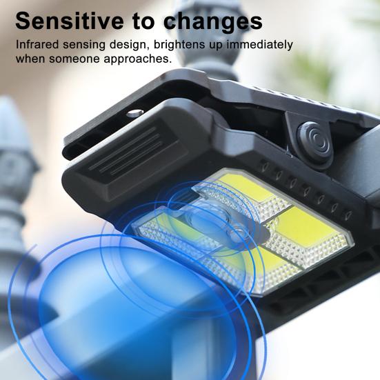 Solar-Bewegungssensor-Wandleuchte Energiesparende wiederaufladbare Solarlampe Wasserdichte Clip-On-Außenleuchte für Garten Terrasse Weg