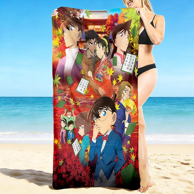 1Pc Detective Conan Mystery Case Beach Towel Quick Dry Multiuse For Beach Pool Gym Yoga Home Travel Christmas Halloween Xmas Gift L1484
