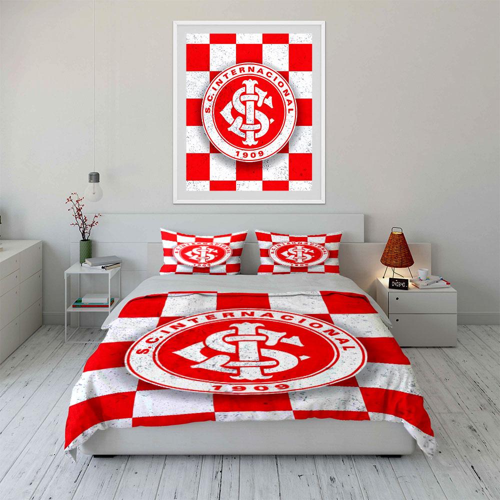 Red and White S.C. Internacional Bedding Bedding Duvet Cover Set Duvet Cover Pillowcases  (1 * Duvet Cover 2 * Pillowcases, without duvet insert)