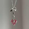 Baroque Style Embossed Heart Bow Necklace - Sweet & Cool Korean Collarbone Chain