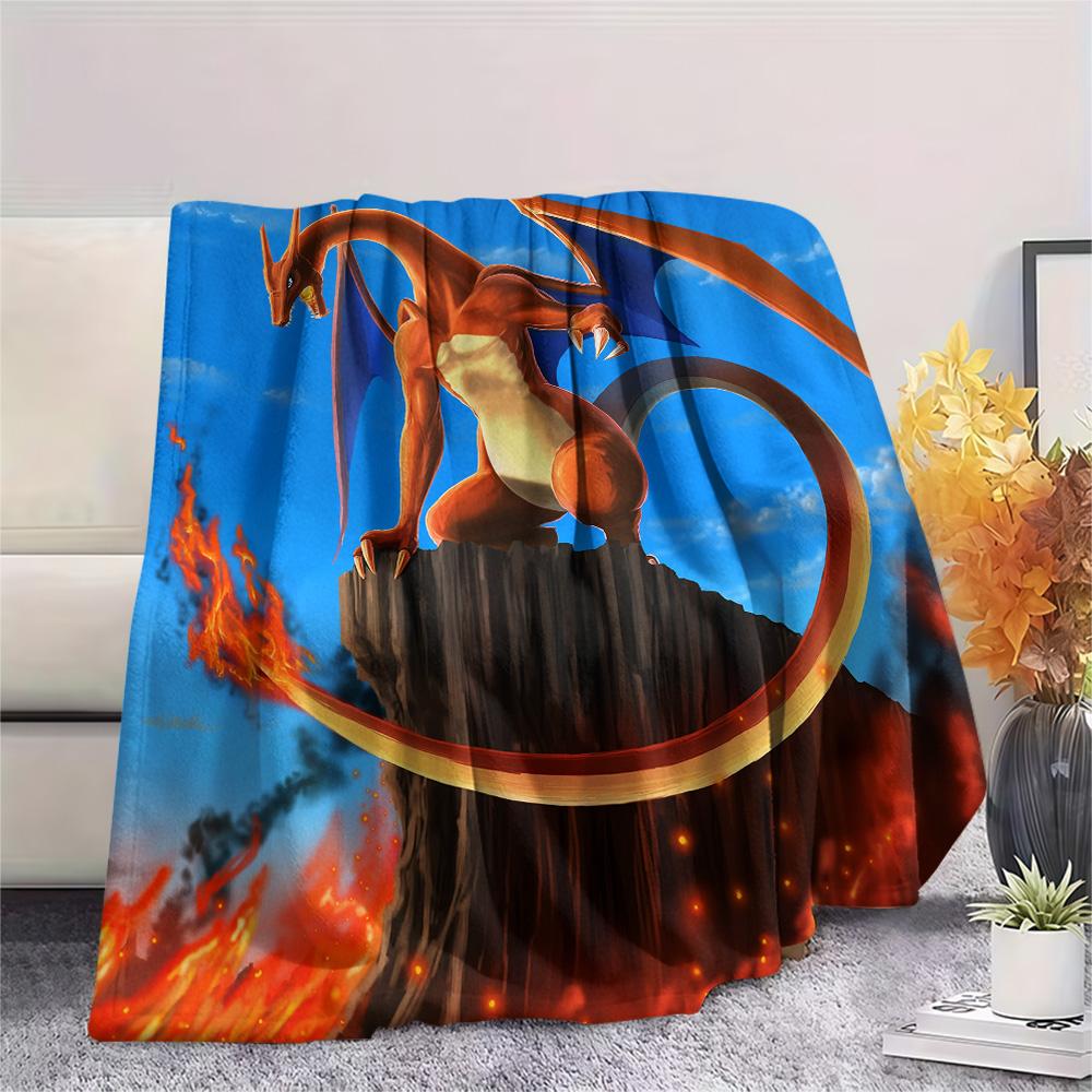 Sky Flare Dragon Print Flannel Blanket, High quality Comfortable for All Seasons, Home Decor, Warmth and Comfort