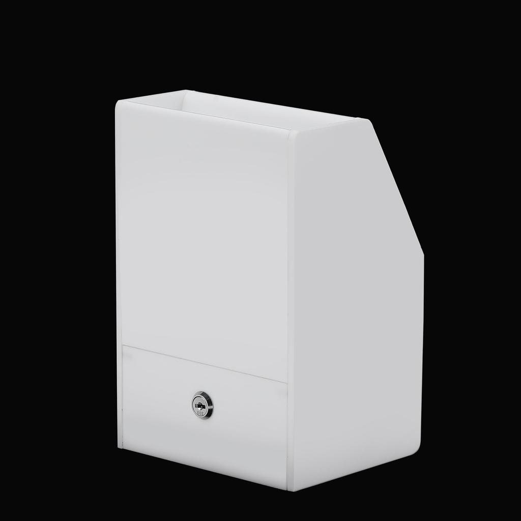 EWOO SUPPLY 12cm key white acrylic donation box with white box wide, built-in type, key, YS-1028