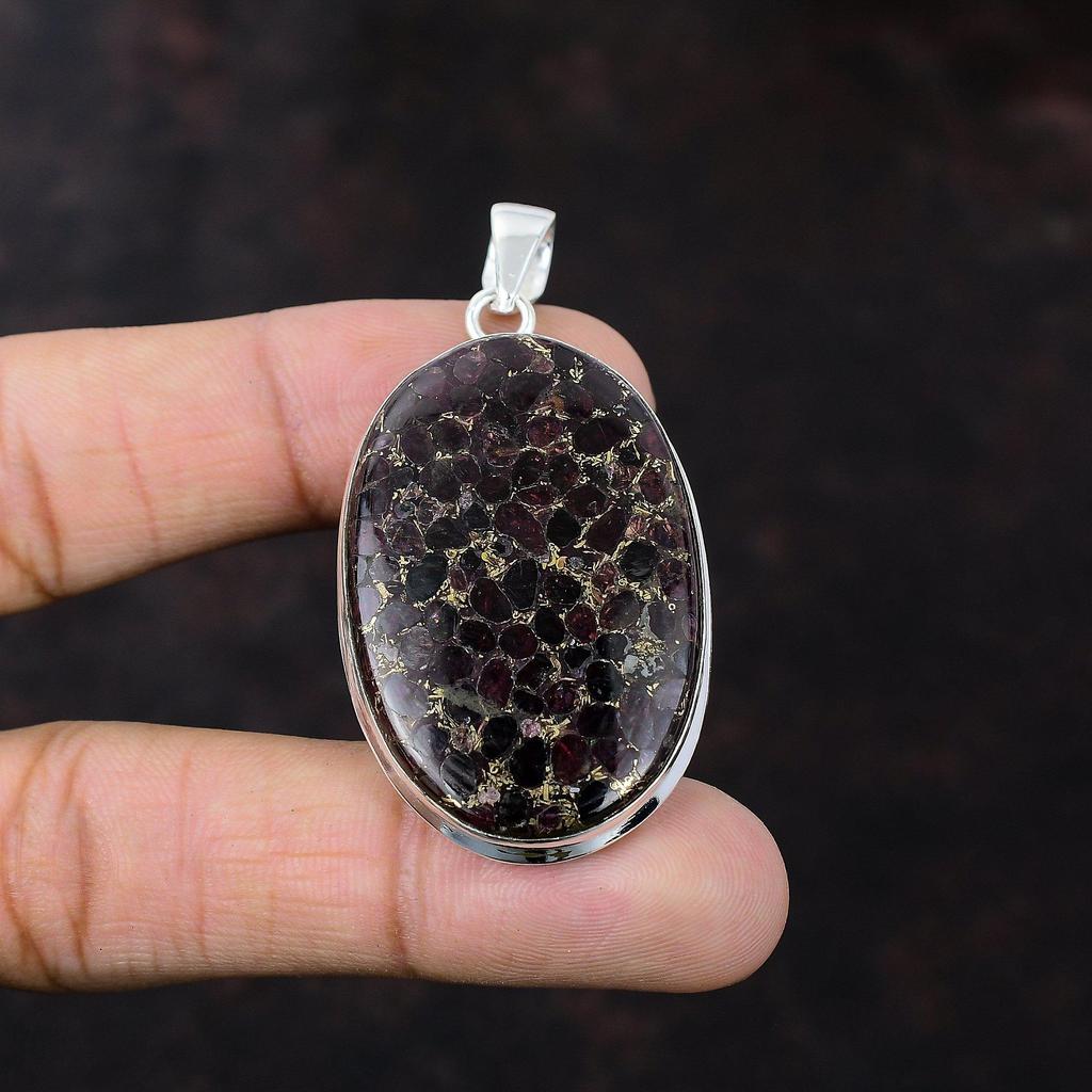 Miedziany Fioletowy Turkusowy Wisiorek Srebro Próby 925 Wisiorek Nowa Biżuteria Prawdziwy Kamień Szlachetny Ręcznie Robiony Wisiorek Prezent Dla Matki Antyczna Biżuteria