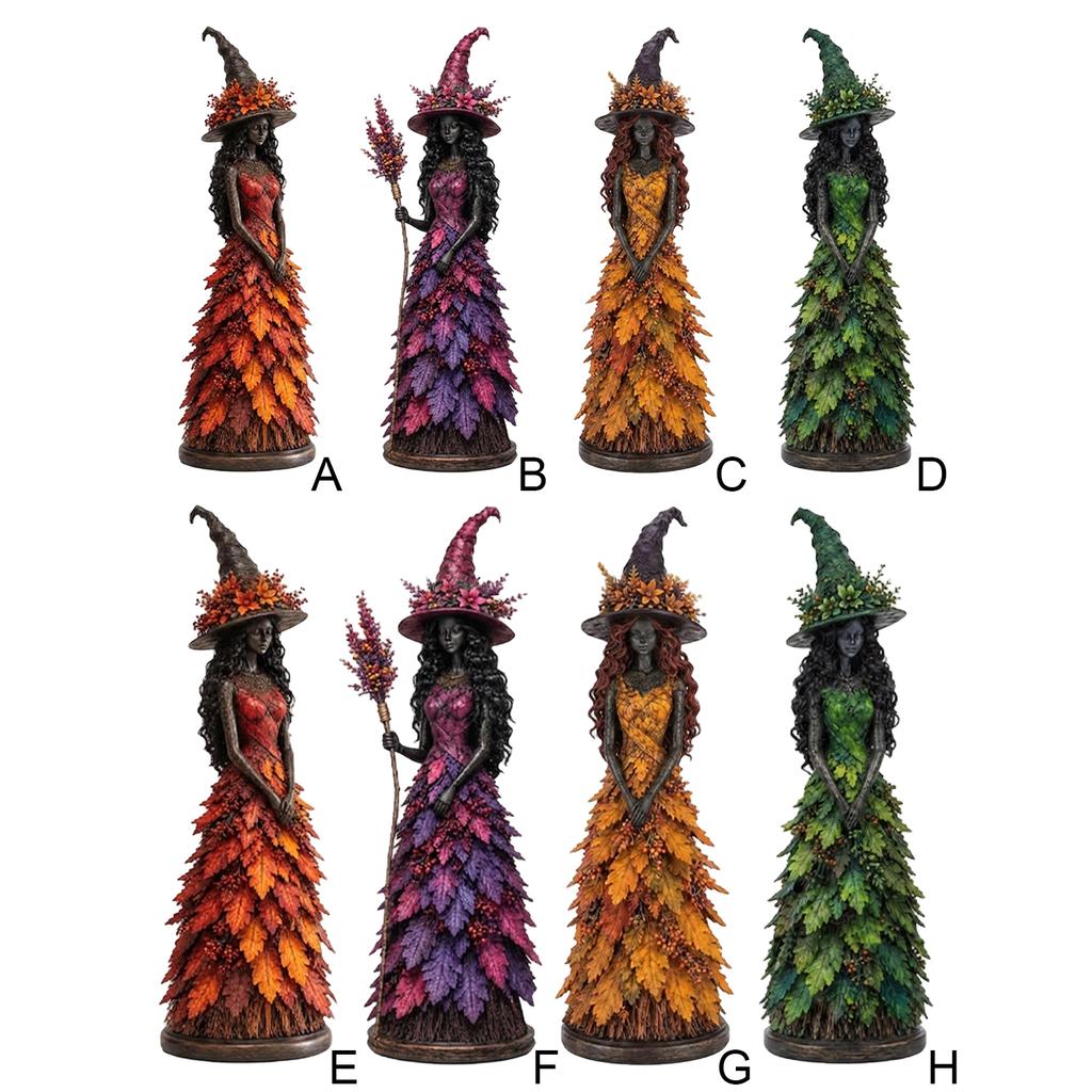 Halloween Witch Resin Collectible Figurine Enchanted Autumn Harvest Seasonal Home Decor Statue
