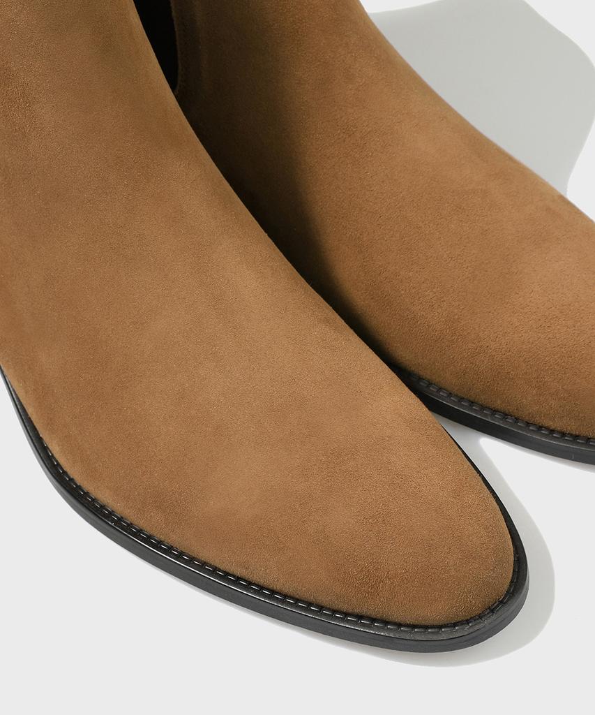 Firenze Atelier Slimline Black Sole Suede Chelsea Boots 3332-Qs [Mid Brown]