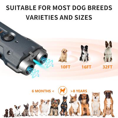 Neues 2-in-1 Trainings- & Anti-Bell-Gerät Ultraschall-Hundeabwehr mit Taschenlampe Stoppt Angriffe Wiederaufladbares Abwehrgerät für Hunde