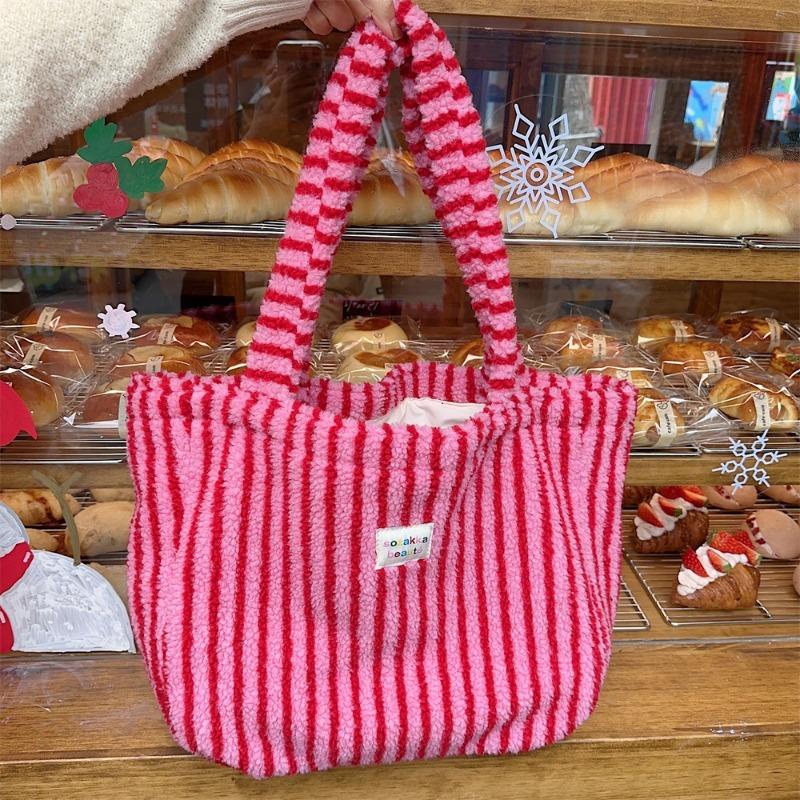 

31 plush bags women s winter new colored polka dot handbags student class schoolbag tote bag