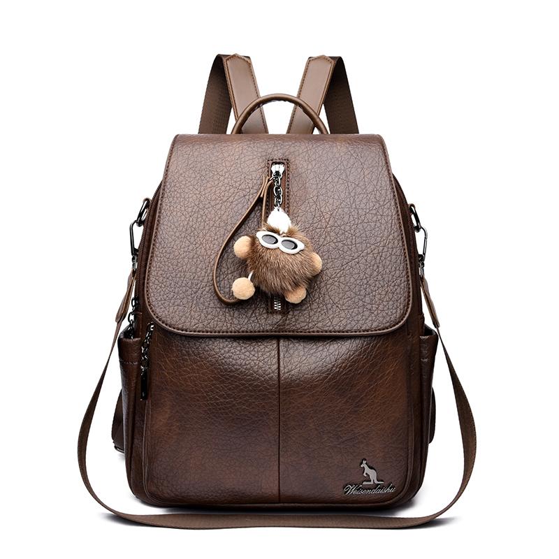 Vintage PU Rucksack Damen Pendler Große Kapazität Reise Rucksack Multifunktionale Umhängetasche