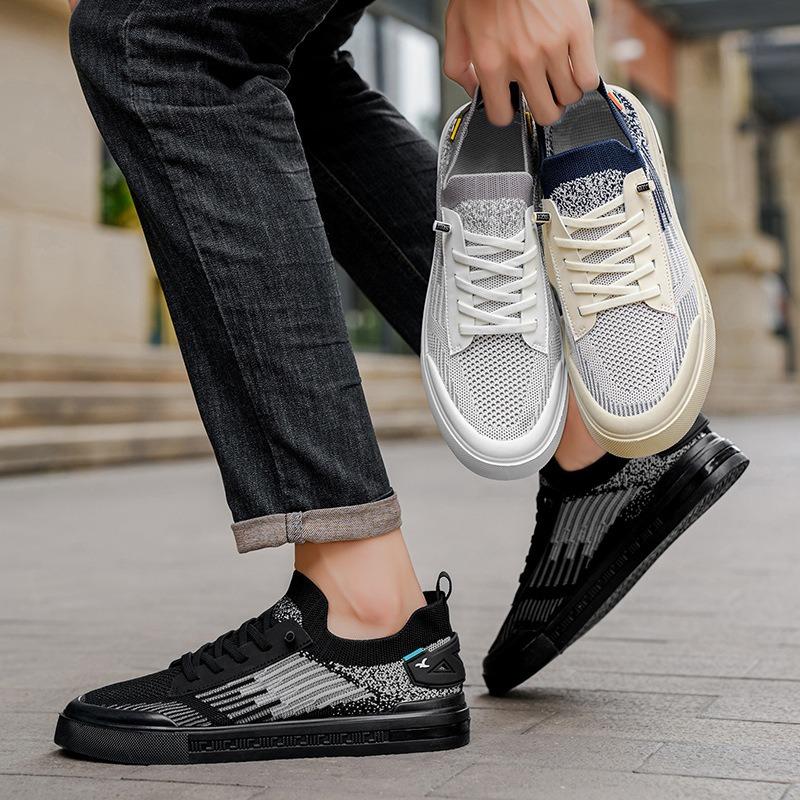 Men's Summer Casual Mesh Shoes, Cool and Trendy Shoes, Trendy Breathable Board Shoes, One Pedal, Flying Woven Thin Men's Shoes