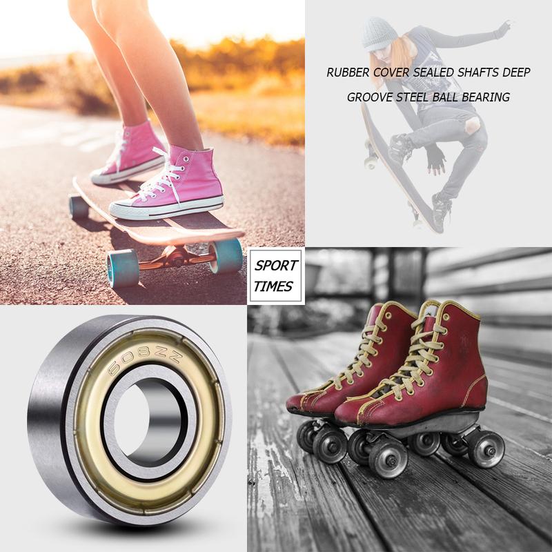 20pcs 608ZZ Ball Bearings Carbon Steel Single Row 8x22x7mm Deep Groove Miniature Bearings for Skateboard Scooter