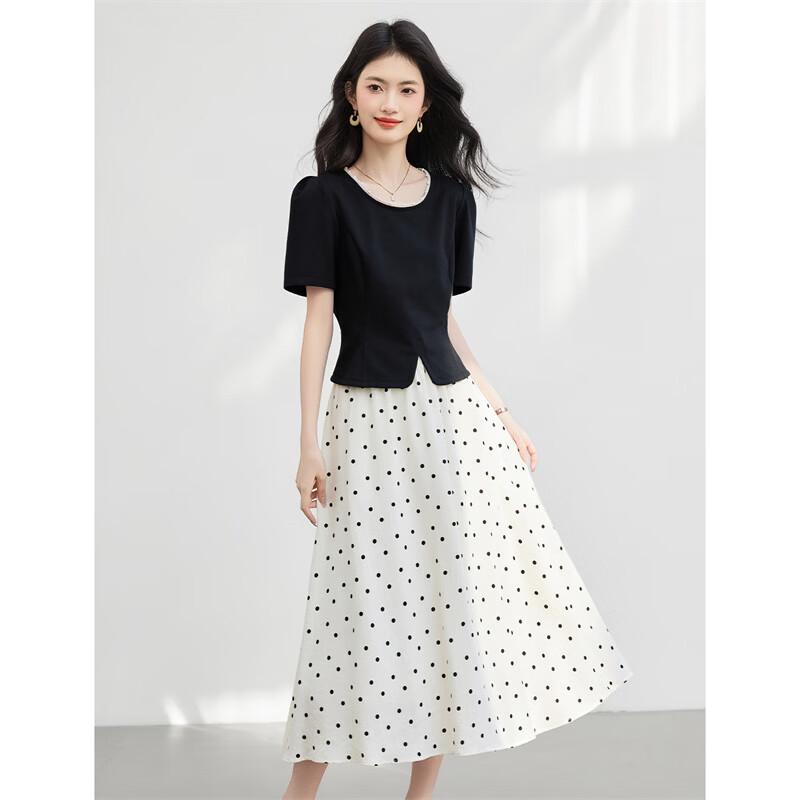 Elegant French Style Short-Sleeve T-Shirt & Skirt Set