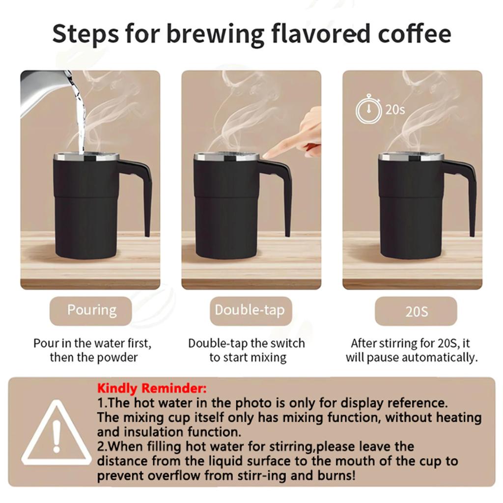 Ny USB-uppladdningsbar Automatisk Magnetisk Mugg Elektrisk Kaffe Självblandande Mugg IP67 Vattentät Livsmedelssäker 380ML Kaffemugg För Te