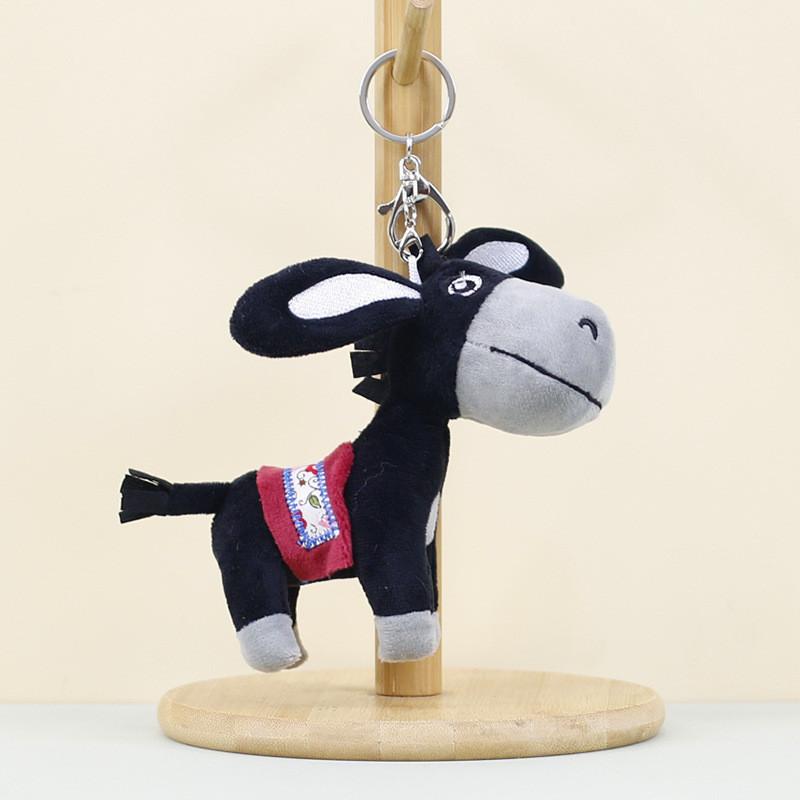 Adorable Plush Donkey Keychain Soft Short Plush Cute Animal Bag Charm 15cm