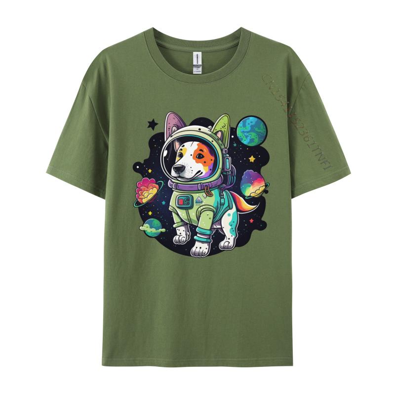 Dog Astronaut In The Cosmos Tshirt Funny T Shirts Cotton Tops Tees For Men T Shirt Blank T Shirt 100 Cotton