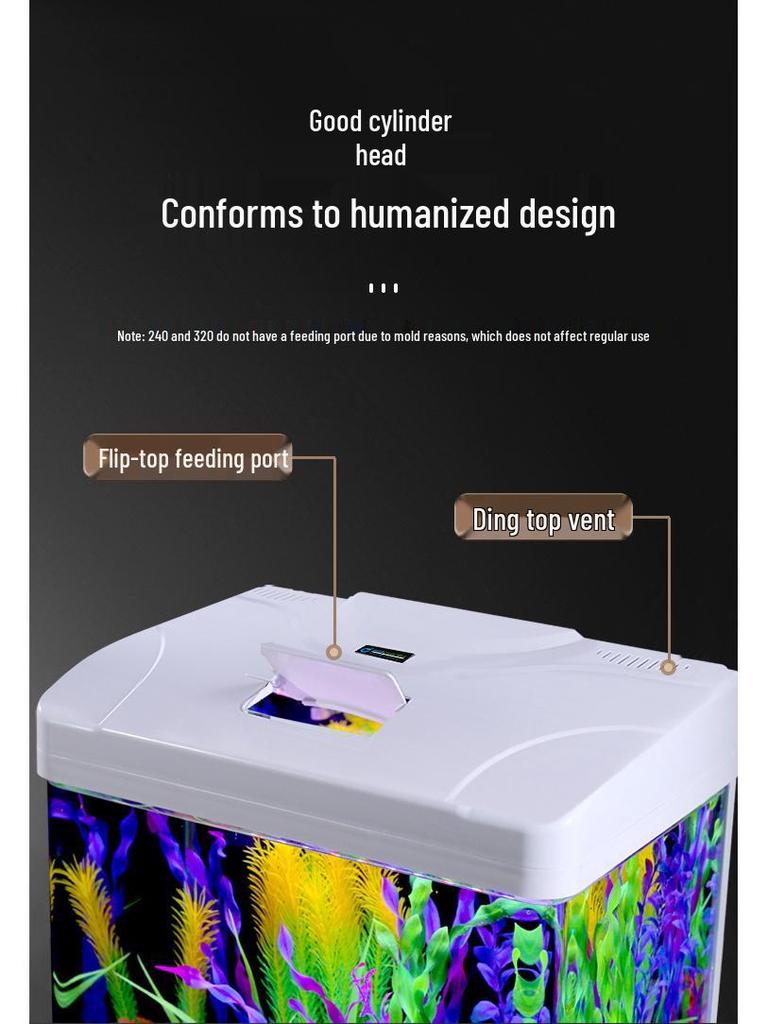 Acvariu dreptunghiular de birou 2024 - Ecologic, Schimb ușor de apă, Perfect pentru living și peștișori aurii mici