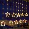 Christmas Lights LED String Lights USB Powered Fairy Lights with 8 Modes Santa Star Curtain Lights for Bedroom Window Xmas Tree Party Decorations