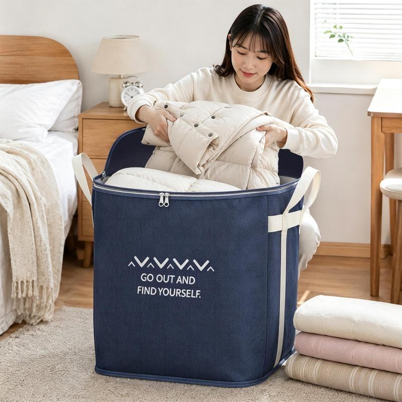 Extra Large Handle Clothes Storage Bag Organizer with Reinforced Handle for Blanket Comforters Bed Sheets Pillows Toy