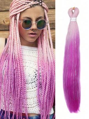 Extensions de cheveux tressés synthétiques pré-étirés, tresses longues de 30 pouces, couleurs mélangées, fil argenté scintillant, tresses torsadées au crochet