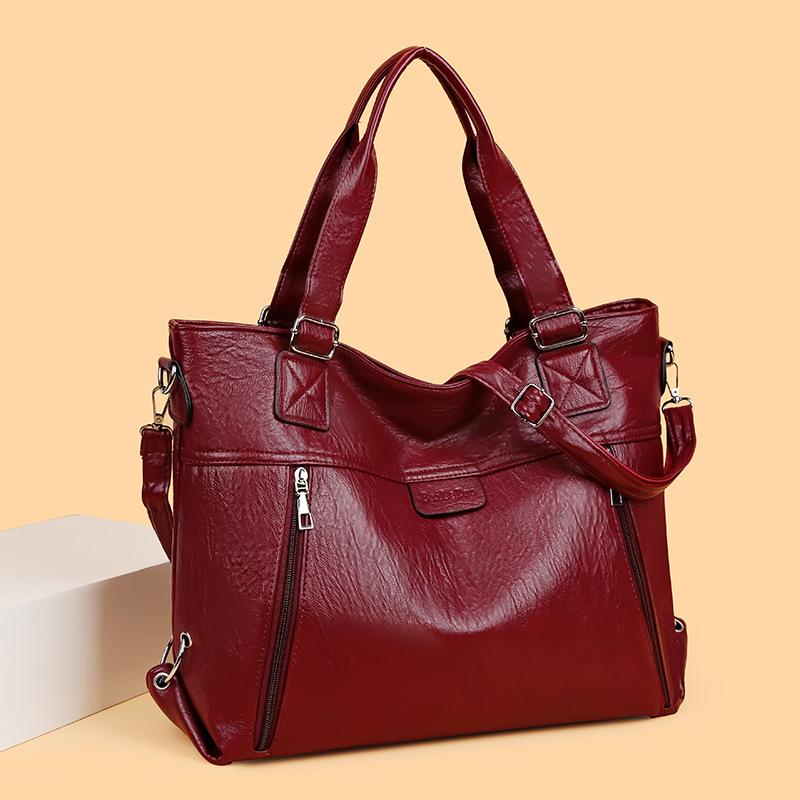 Soft Leather Handbag Women's Shoulder Crossbody Bag Large Capacity Tote Bag Mother's Bag