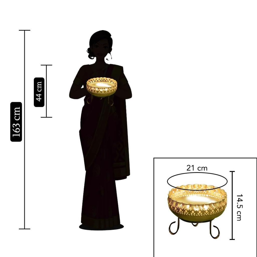Ekhasa Gold Urli Bowl with Stand for Home Décor