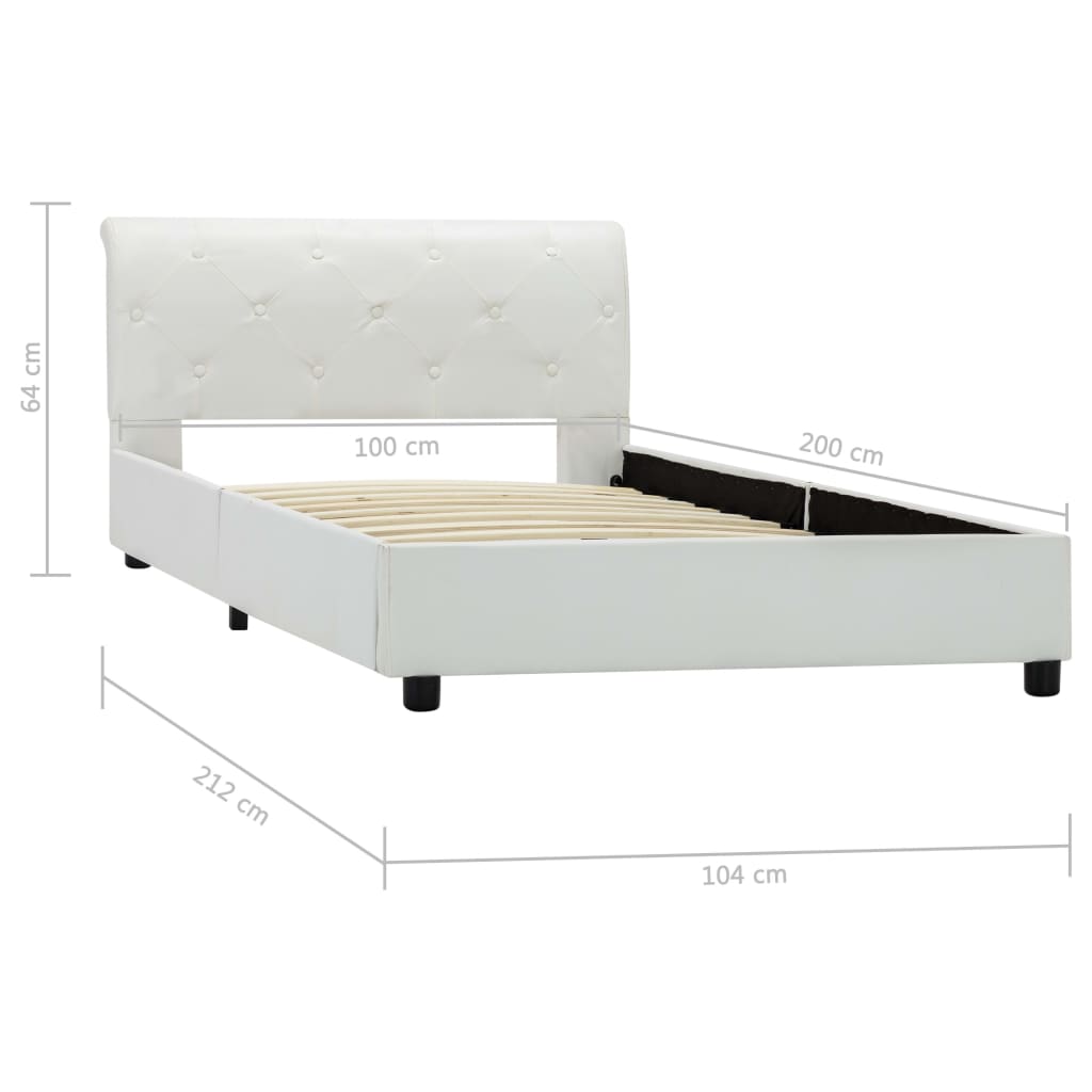 White Faux Leather Bed Frame 100*200 Cm