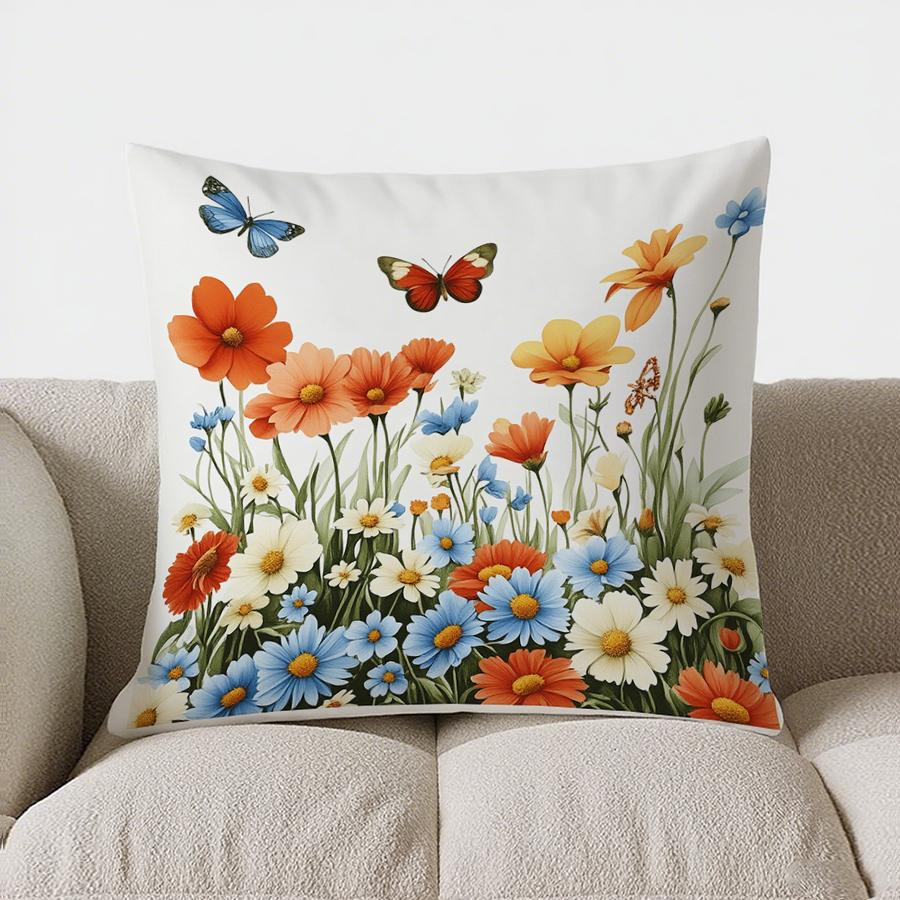 Home Decor Butterflies & Flowers Hat Decorative Pillow Cover Pattern Cushion Cover Suitable For Sofa Bedroom Car Pillow Cover