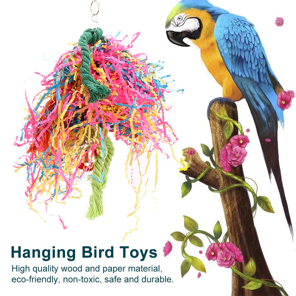 Bird Toy Wood and Paper Material Parrot Toy Bird Toy Easy Installation Stress Relief Athletic Toy Budgie Gauge Decoration Parrot Swing