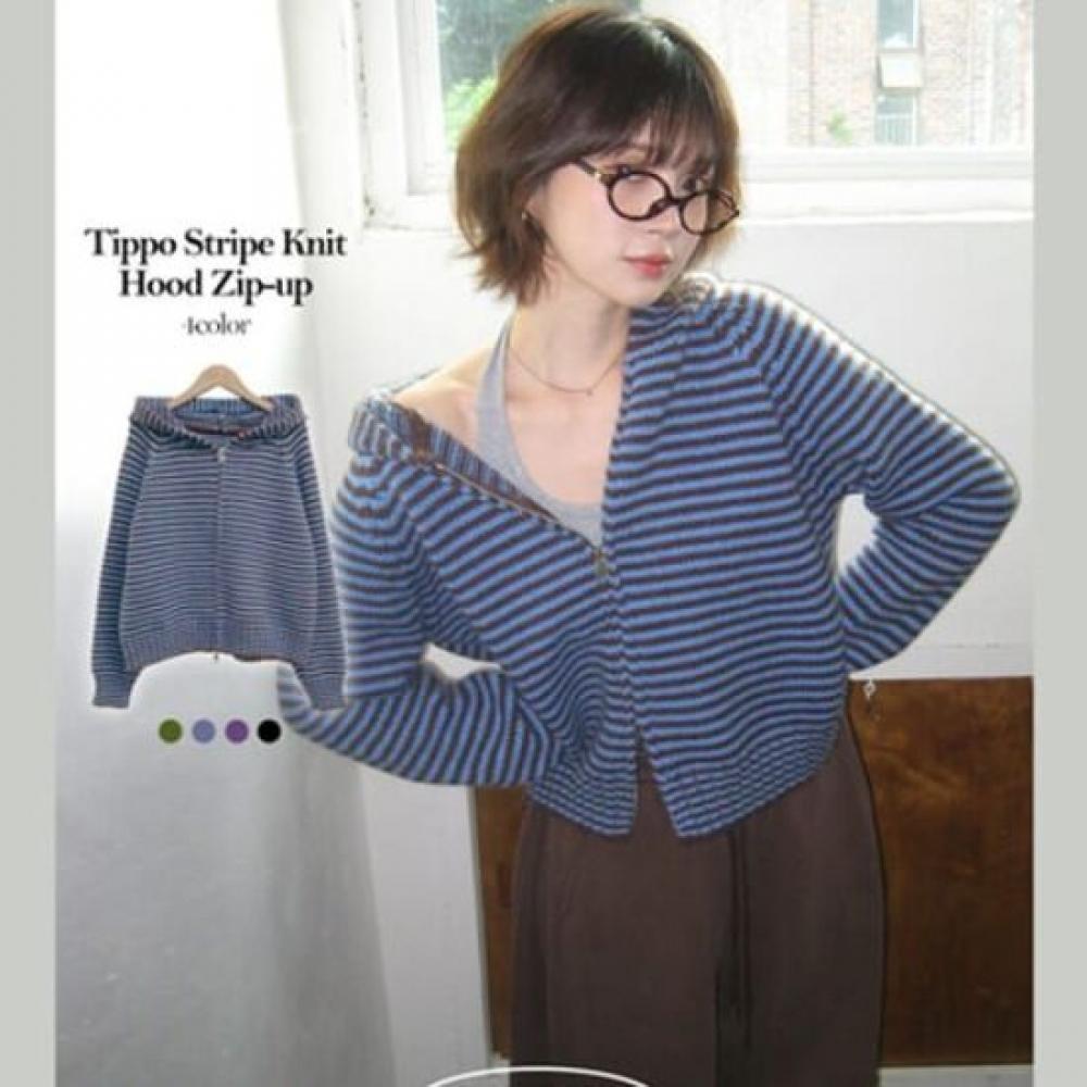 The Pink Unisex Tipo Stripe Two Way Knit Hoodie